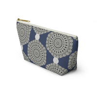 Lace Hexagon Accessory Pouch w T-bottom in Navy
